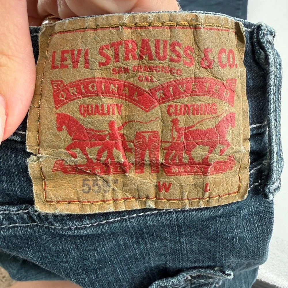 Levis 559 Relaxed Straight Mens Jeans Dark Wash Blue Stretch Denim 44 Workwear